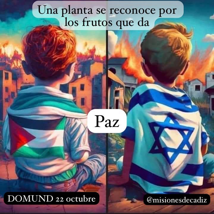 dos niños, uno gazatí y otro israelí juntos contemplando la destrucción